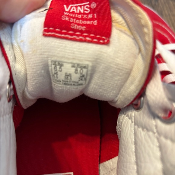 Vans Red and White High-Top Sneakers - Picture 8 of 8